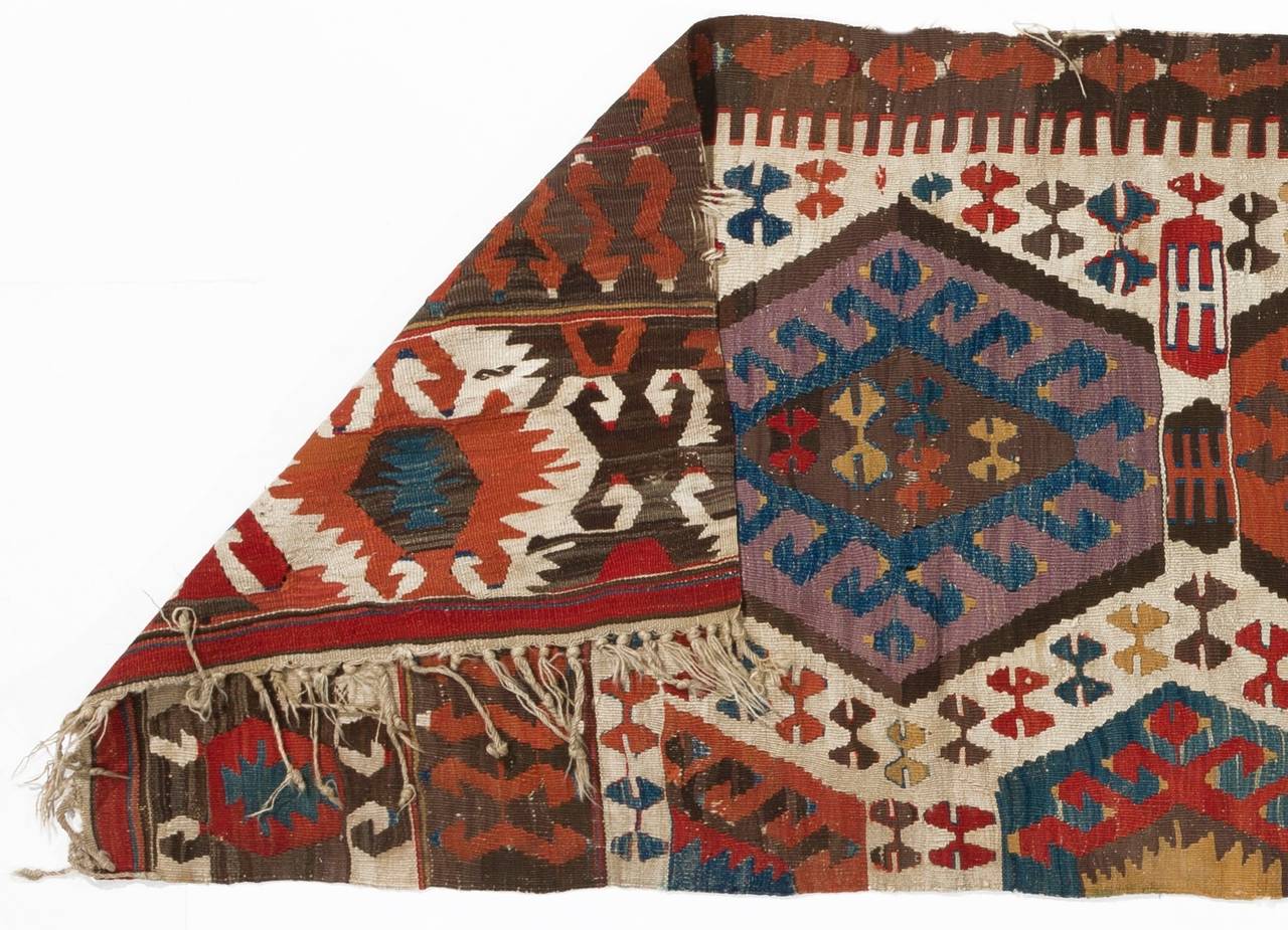 Tribal Antique Anatolian Kilim Panel, Mid-19th Century