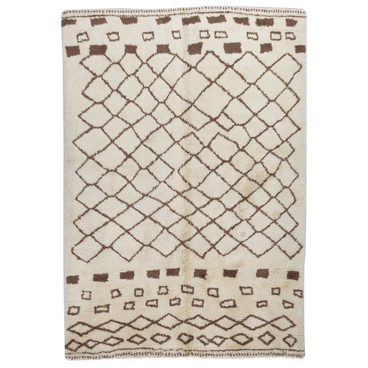 Moroccan Rug Made of Natural Brown and Cream Wool For Sale at 1stdibs