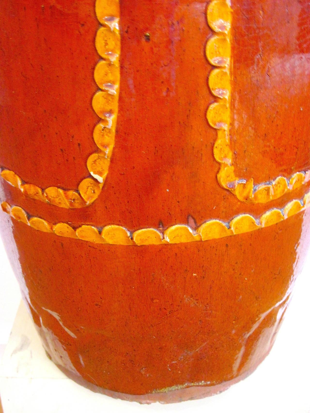 Outstanding Vintage Korean Terracotta Kimchi Storage Jar or Umbrella Stand In Good Condition In Philadelphia, PA