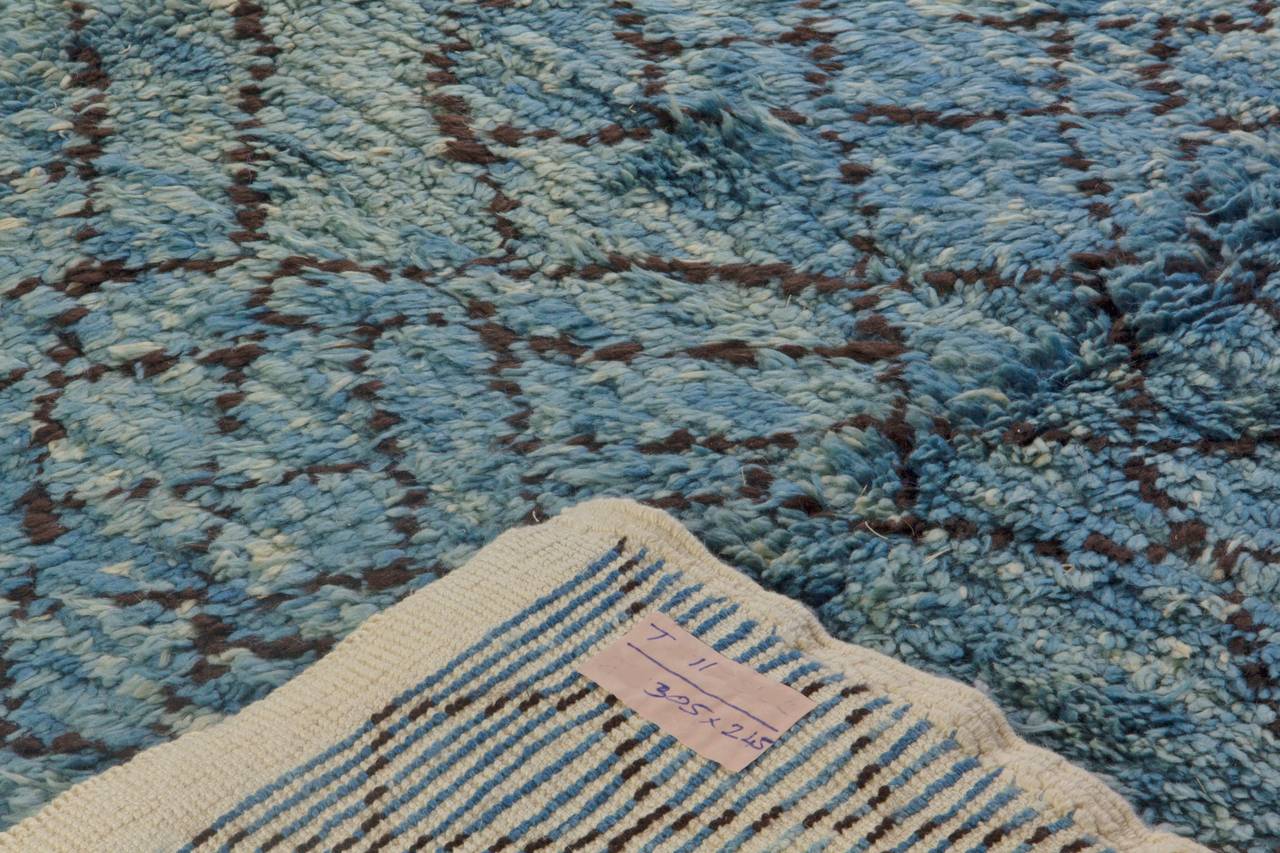 Contemporary Moroccan Wool Rug in Indigo Blue For Sale at 1stDibs