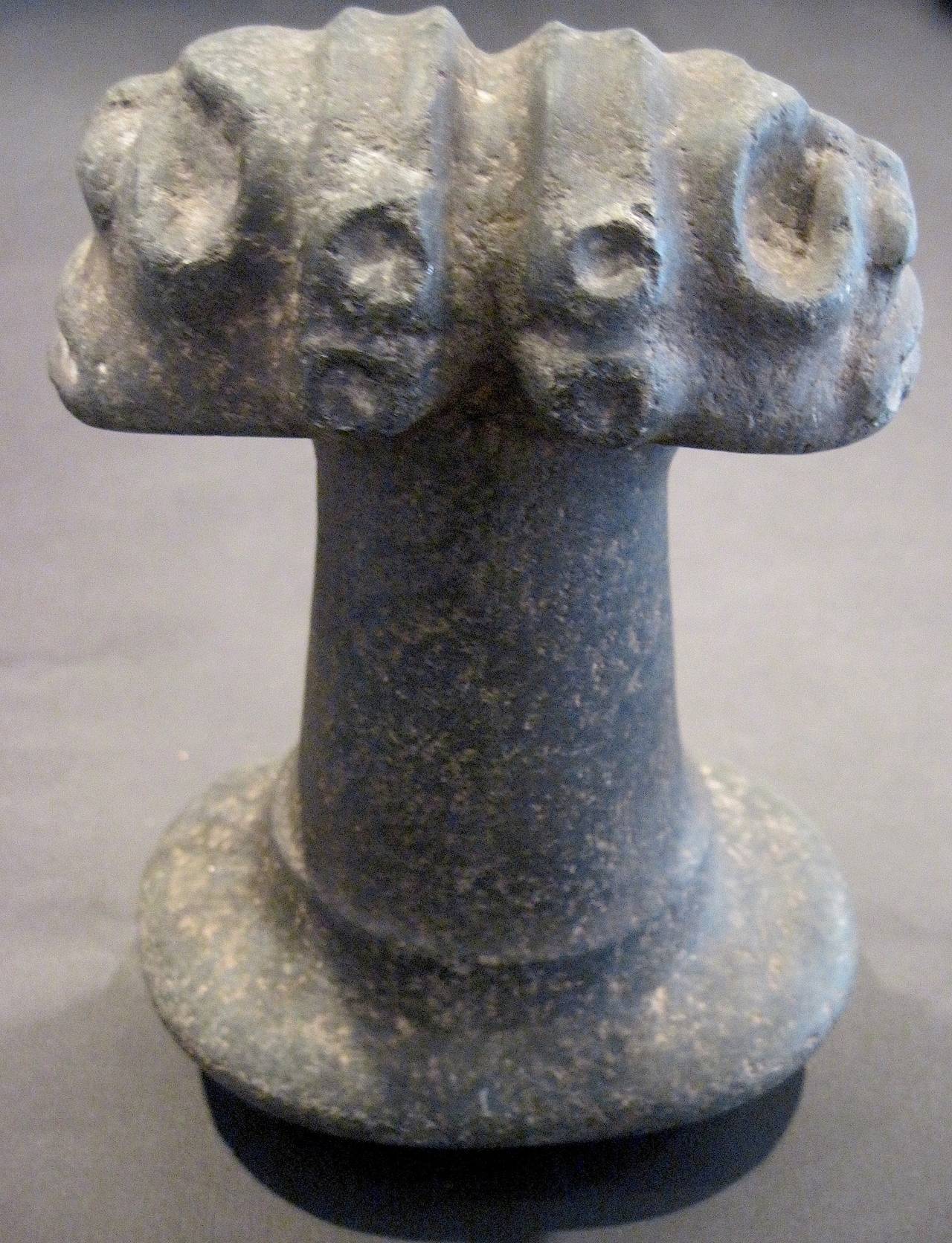 Hand-Carved Taino Janus-Faced Stone Pestle