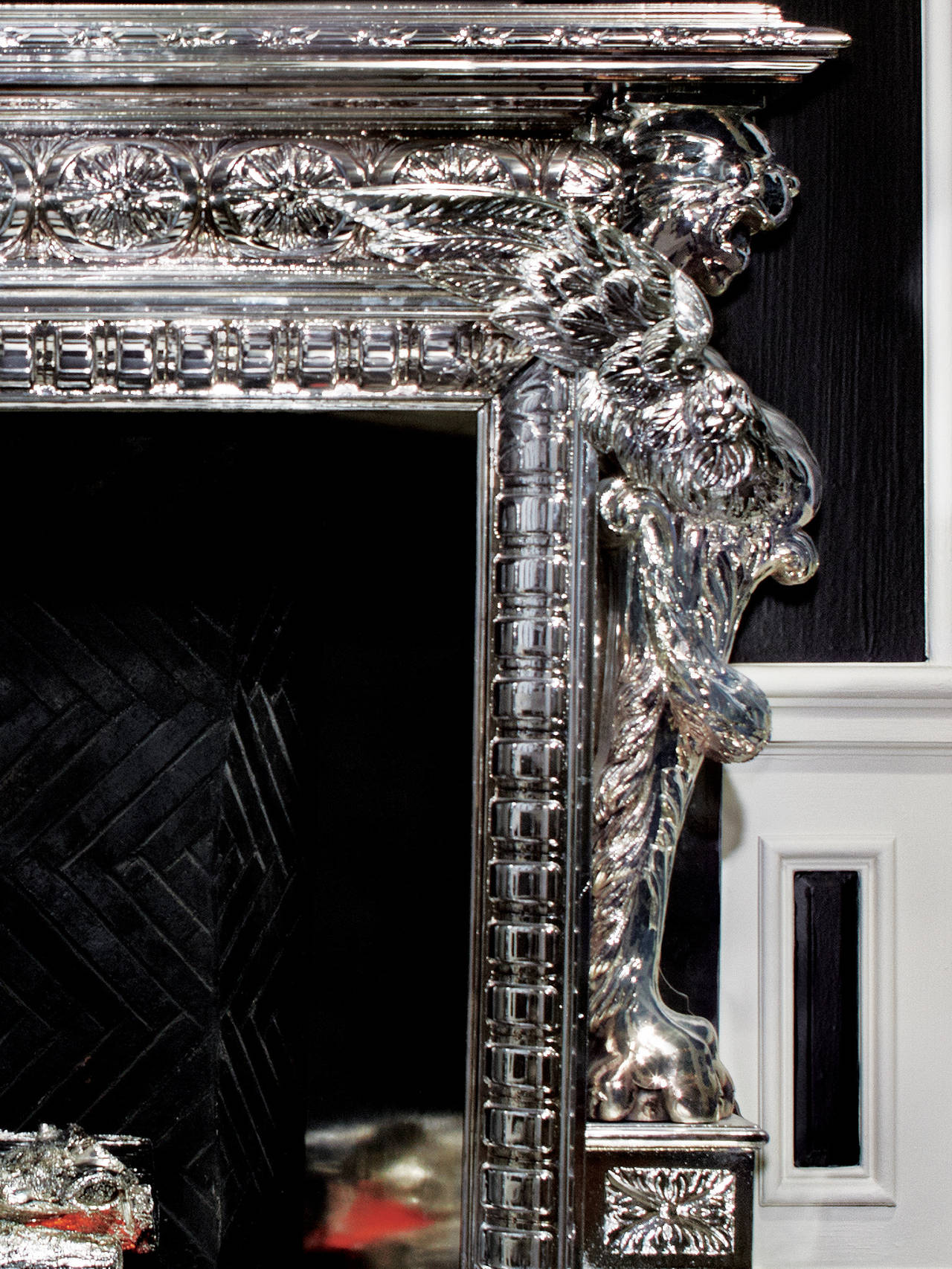 Chrome Griffin Fireplace For Sale 1