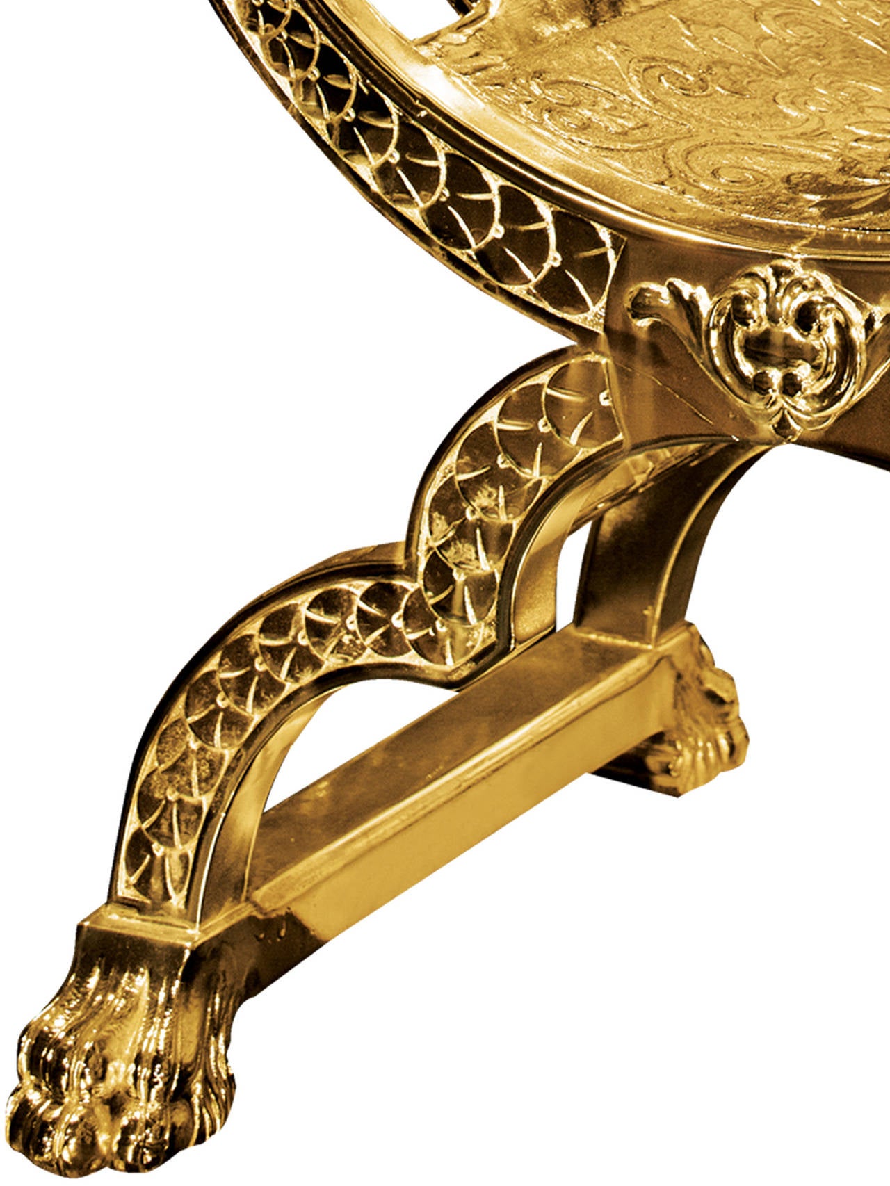 Contemporary French Gold Chrome Lion Chair For Sale