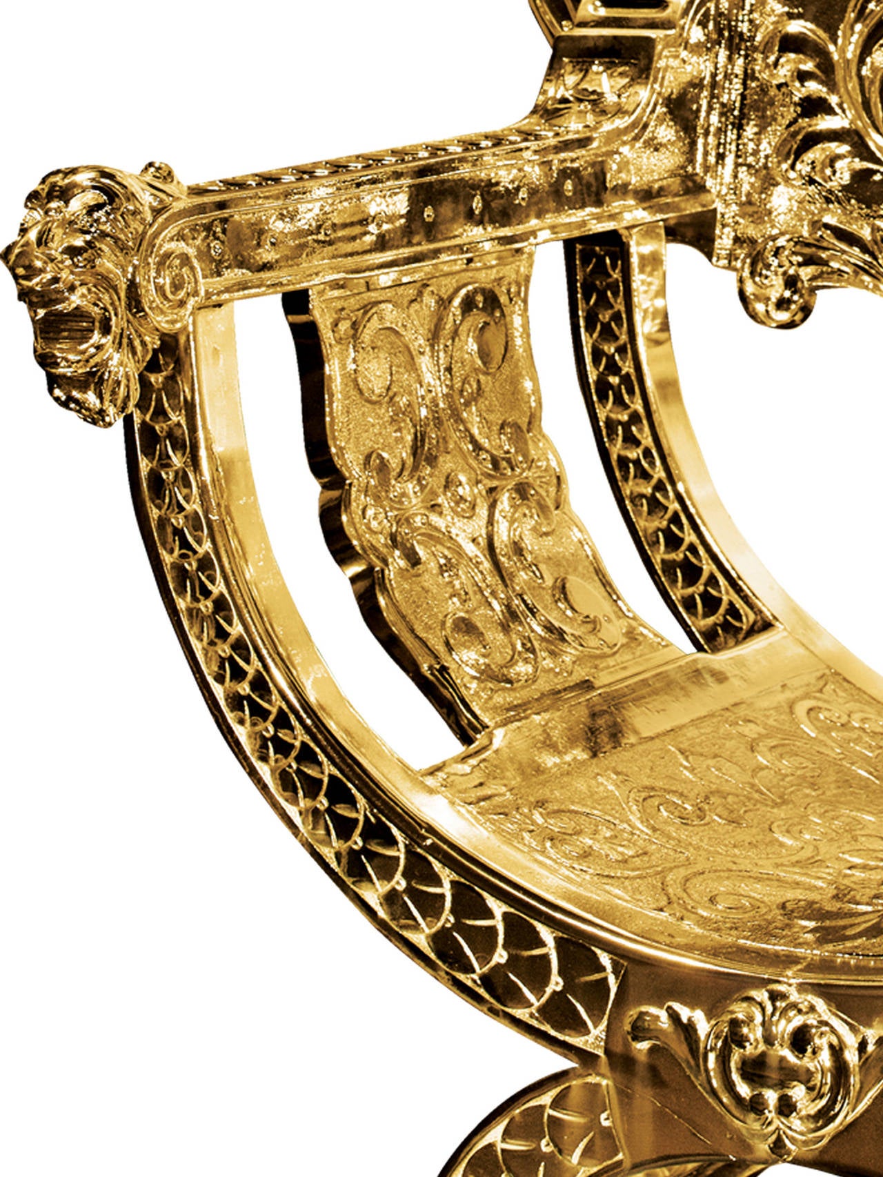 Metalwork French Gold Chrome Lion Chair For Sale