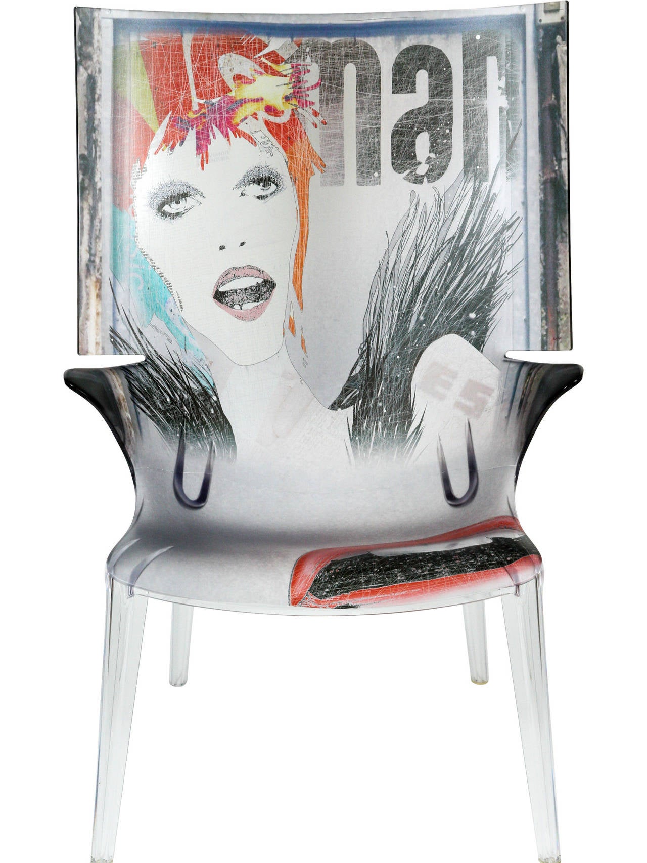 Ein Paar David Bowie Transparente Polycarbonat-Stühle, Uncle Jim Ghost Chairs (Geformt) im Angebot