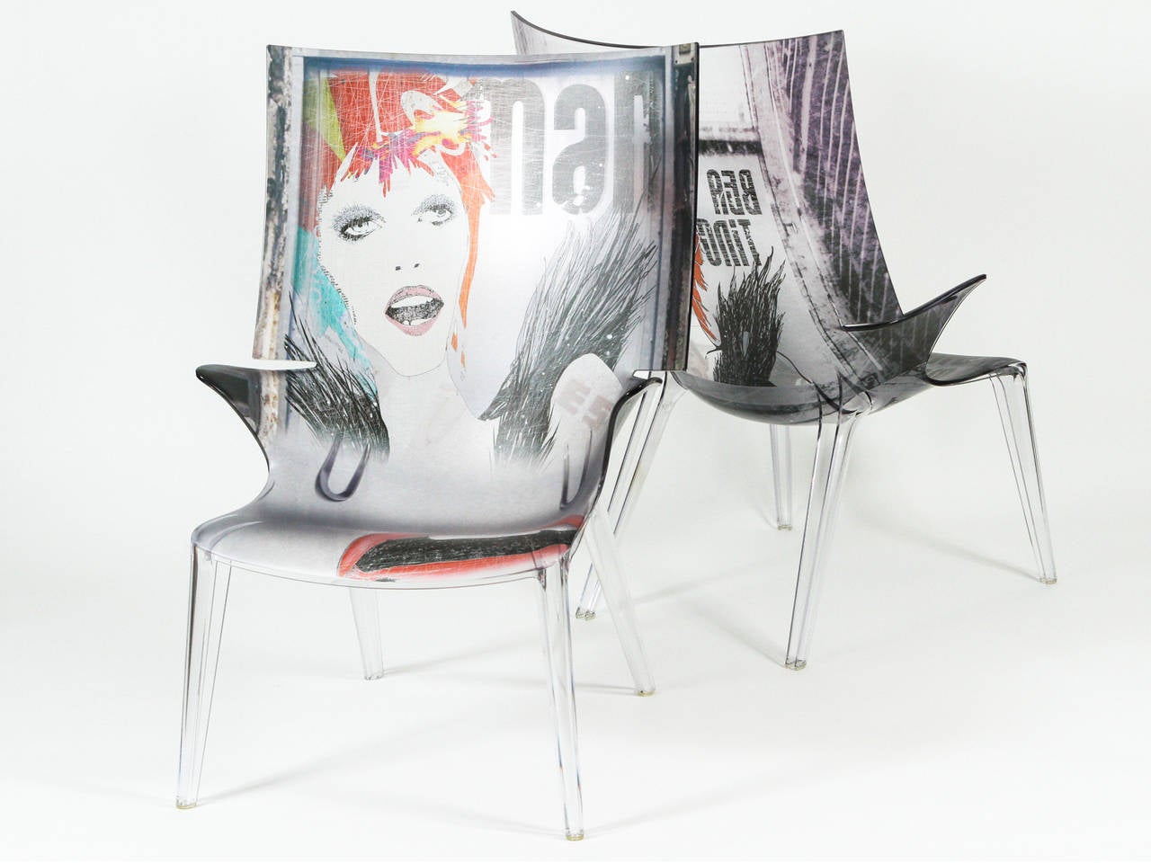 American Set of David Bowie Transparent Polycarbonate Ghost Chair and Sofa For Sale