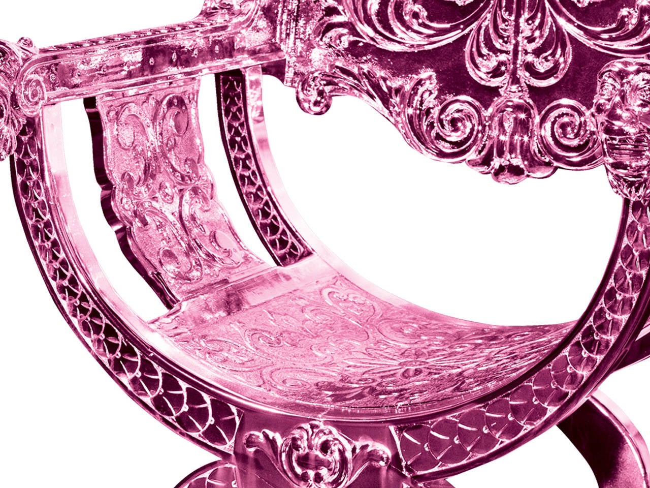 Regency Pink Chrome Lion Chair For Sale