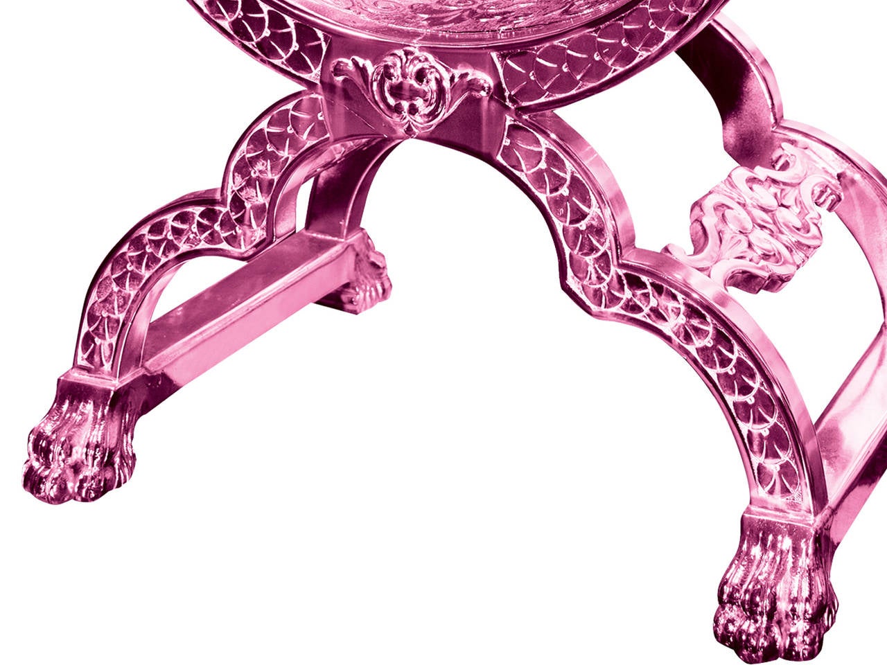 American Pink Chrome Lion Chair For Sale