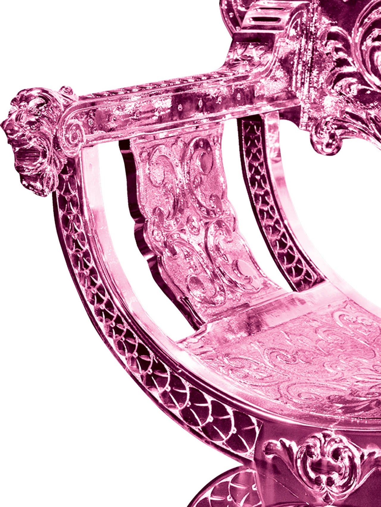 Metalwork Pink Chrome Lion Chair For Sale