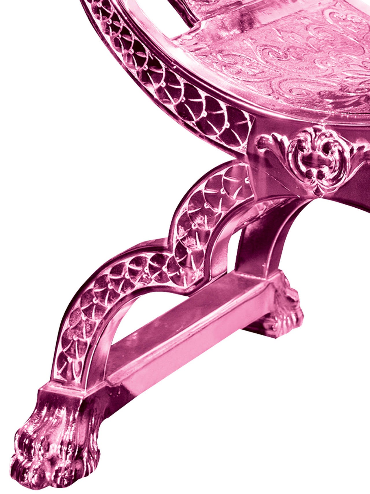 Contemporary Pink Chrome Lion Chair For Sale