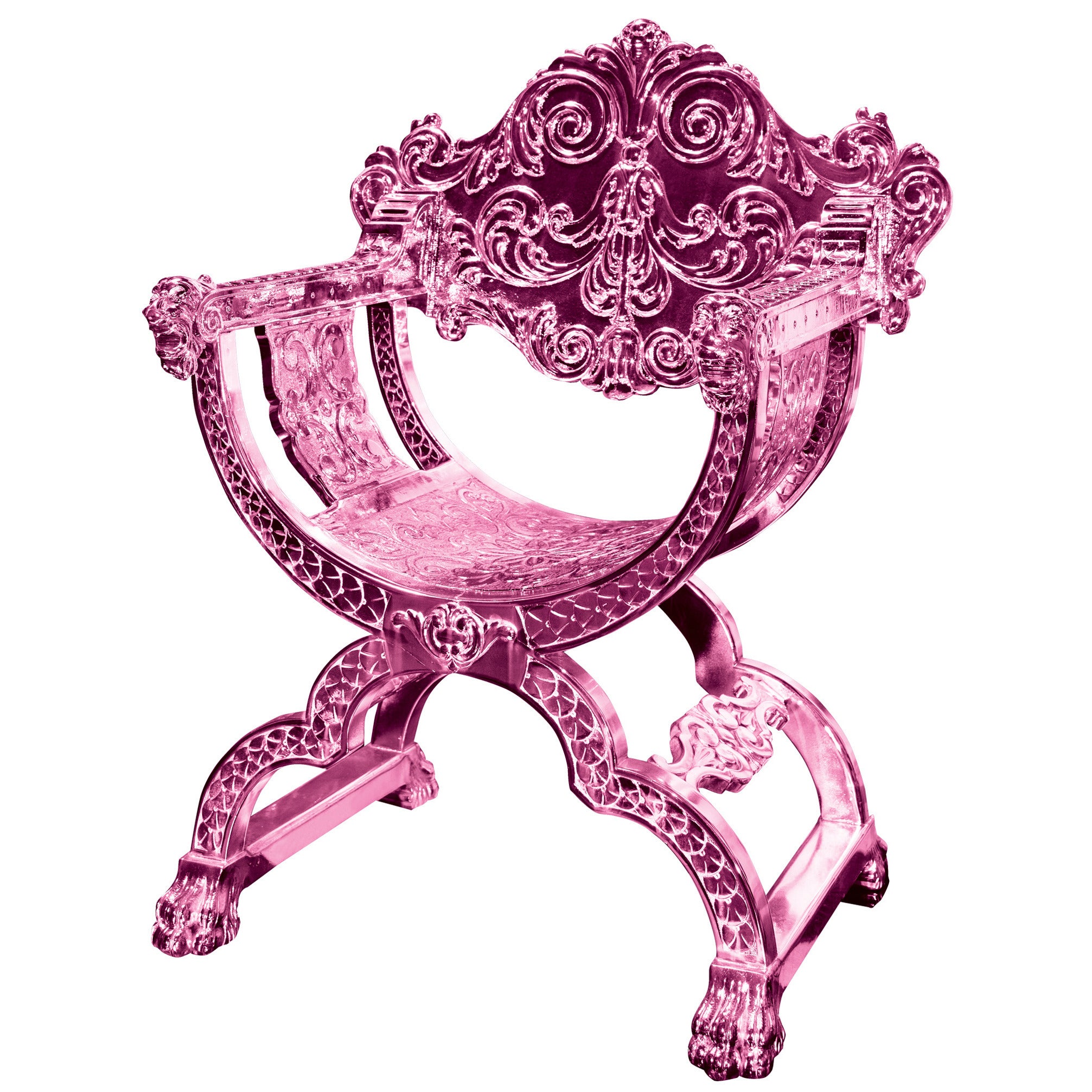 Pink Chrome Lion Chair For Sale