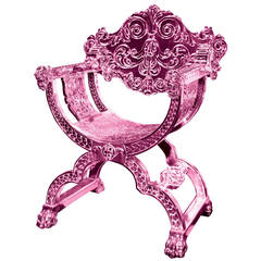 Pink Chrome Lion Chair