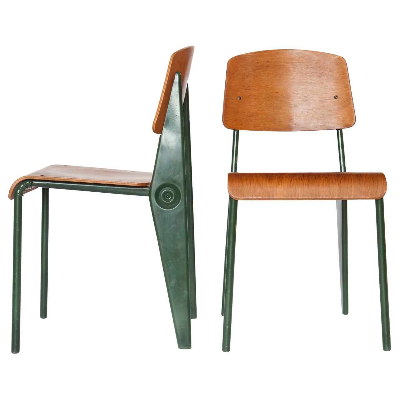 Pair of Rare Model No. 300 Demountable Chairs by Jean Prouvé