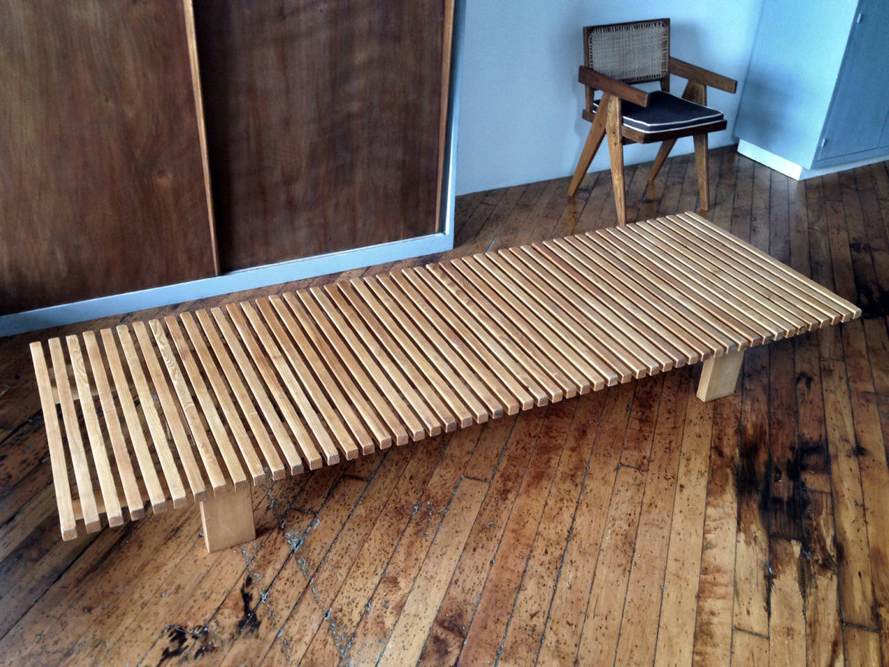 French Rare Les Arcs Bench by Charlotte Perriand