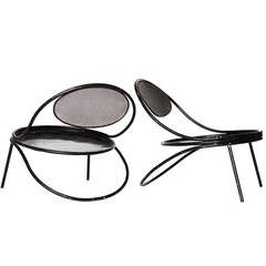 Mathieu Matégot Pair of Copacabana Lounge Chairs with Cushions 8