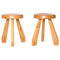 Pair of stools from Les Arcs by Charlotte Perriand