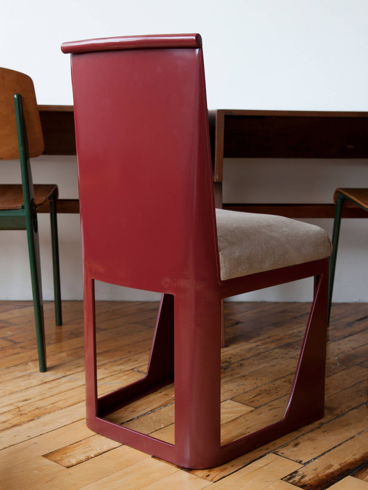 French Folded Sheet Steel Chair by René Prou
