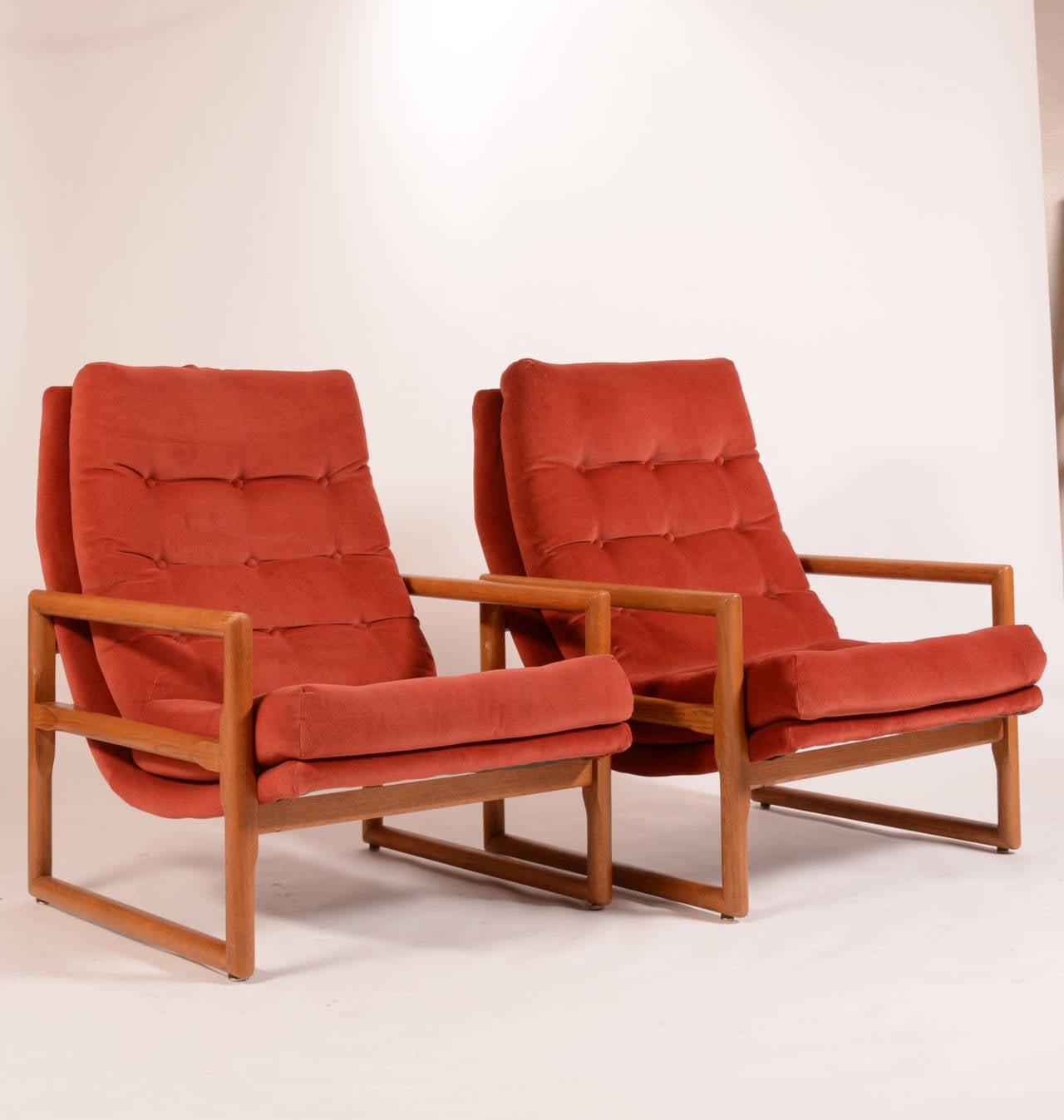 Mid-Century Modern Milo Baughman for Thayer Coggin High Backed Scoop, Cube, Sling Lounge Chairs