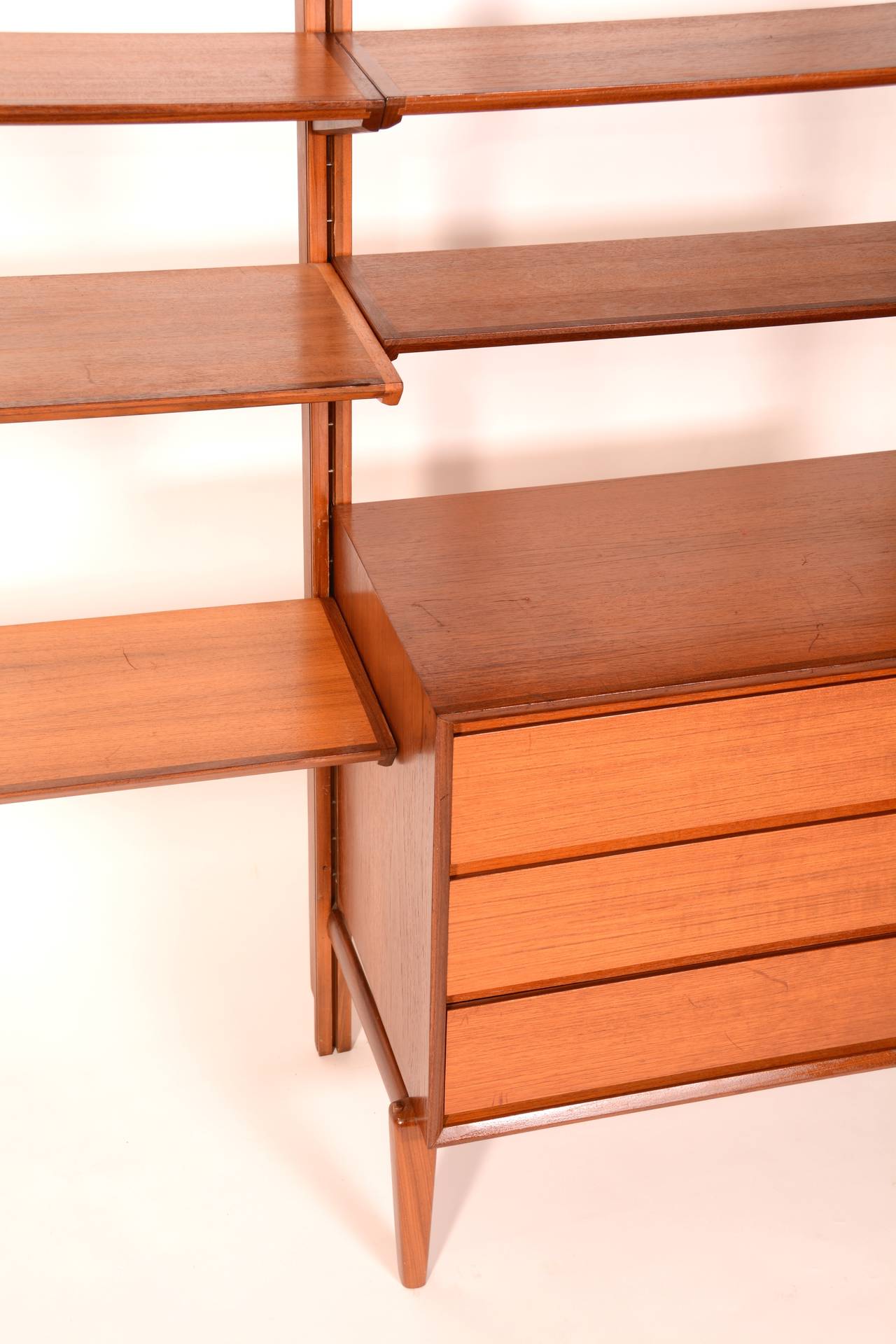 Scandinavian Modern Freestanding Teak Wall Unit by Sven Andersen In Excellent Condition In Los Angeles, CA