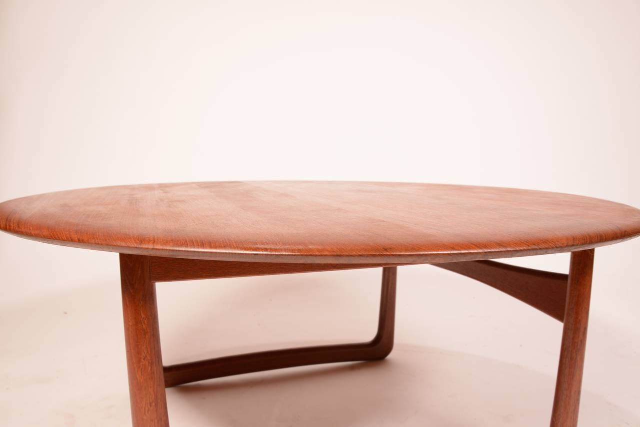 Oiled Solid Teak Danish Modern Round Coffee Table by Povl Dinesen for France & Søn