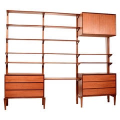 Scandinavian Modern Freestanding Teak Wall Unit by Sven Andersen