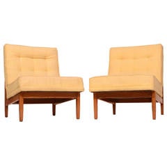 Pair of 51W Walnut Lounge Chairs by Florence Knoll
