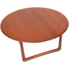 Solid Teak Danish Modern Round Coffee Table by Povl Dinesen for France & Søn