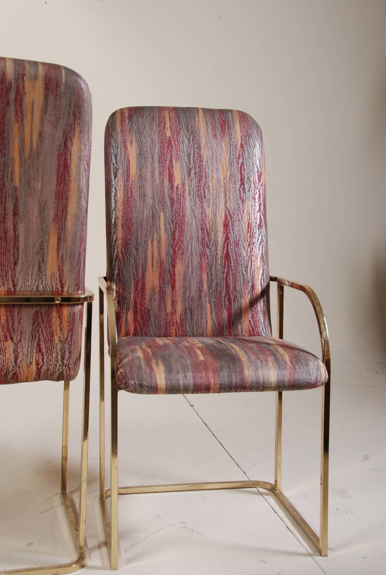 American Pair of Brass Chairs by Milo Baughman for the Design Institute of America