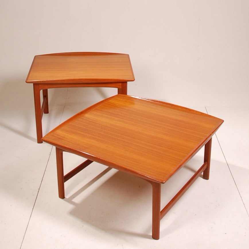 Scandinavian Modern Pair of Folke Ohlsson for DUX Teak Table Set For Sale