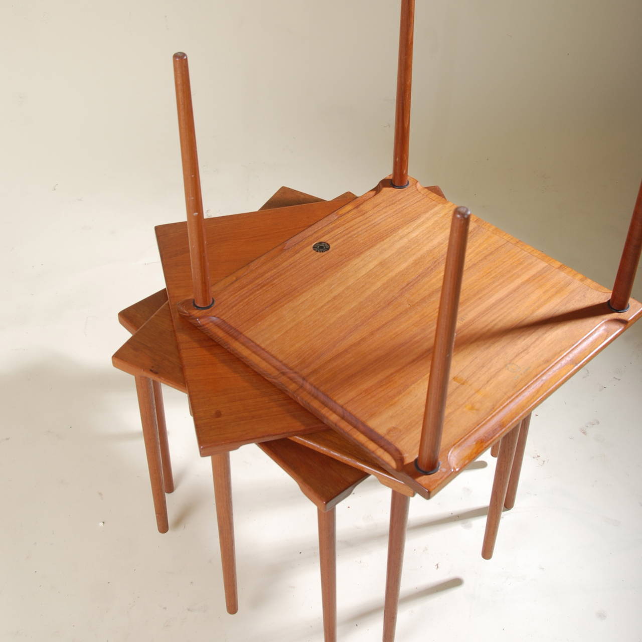 Mid-20th Century Four Stackable Peter Hvidt for John Stuart Danish Solid Teak End Tables