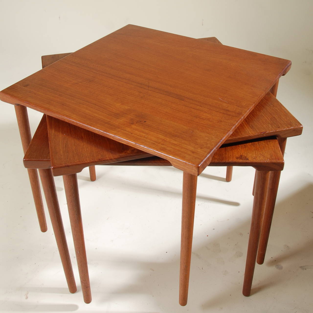 Four Stackable Peter Hvidt for John Stuart Danish Solid Teak End Tables 1