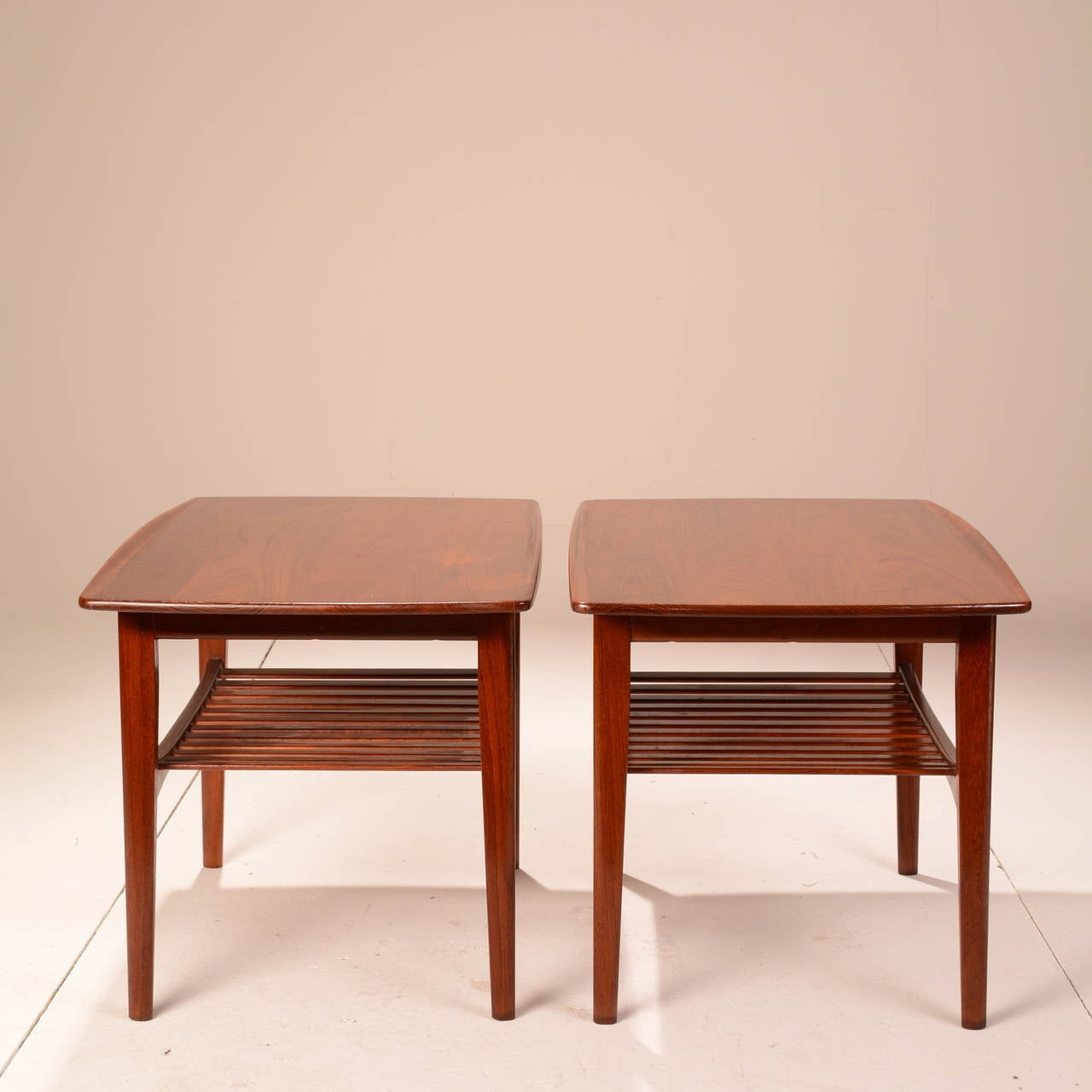 These are matching Tove and Edward Kindt-Larsen Side Tables in great vintage condition! This beautifully sculpted table is made from solid teak. 100% hand crafted in Denmark. 

Local pick up available at our Los Angeles showroom