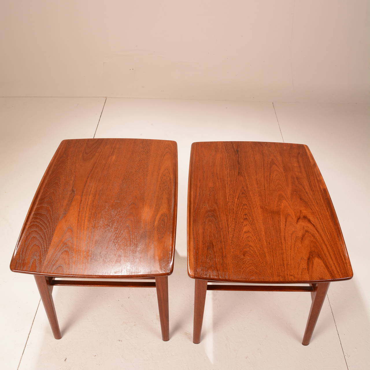 Danish Pair of Solid Teak Tables by Tove and Edward Kindt-Larsen for John Stuart