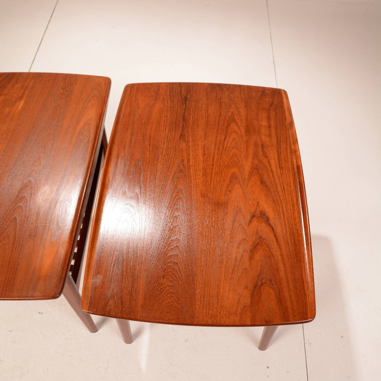 Scandinavian Modern Pair of Solid Teak Tables by Tove and Edward Kindt-Larsen for John Stuart