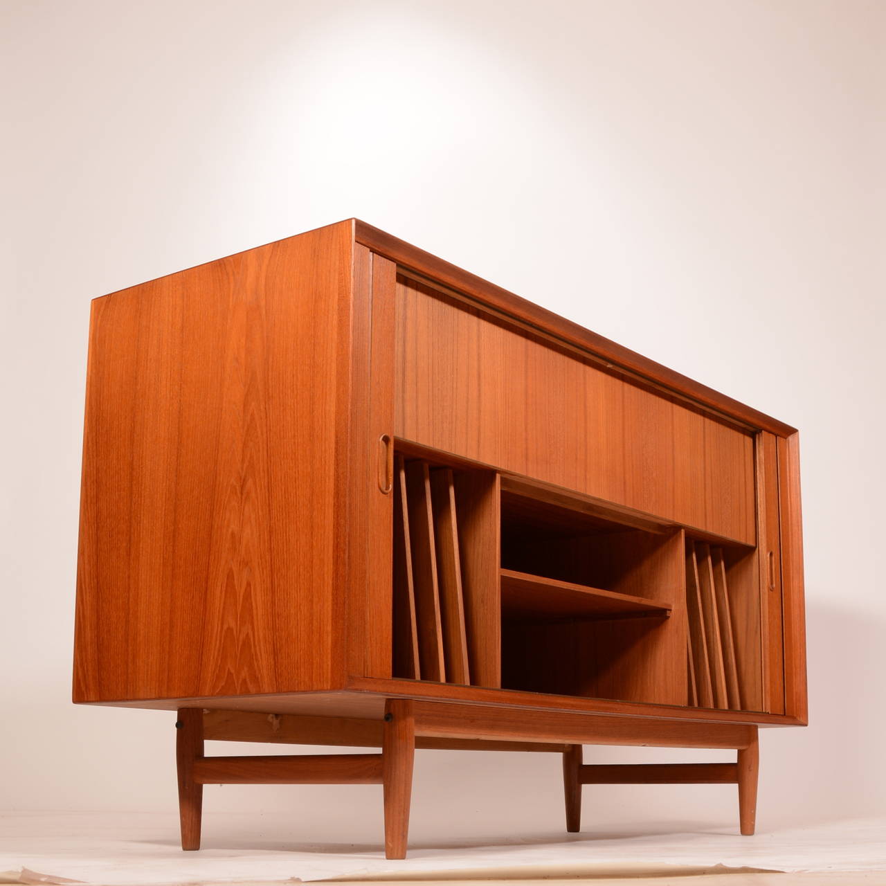 Arne Vodder for Sibast of Denmark Teak Wet Bar Media Cabinet with Tambour Doors 1