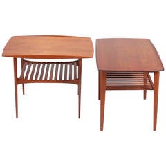 Pair of Solid Teak Tables by Tove and Edward Kindt-Larsen for John Stuart