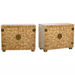Pair of Vintage Henredon Faux Tortoiseshell Cabinets
