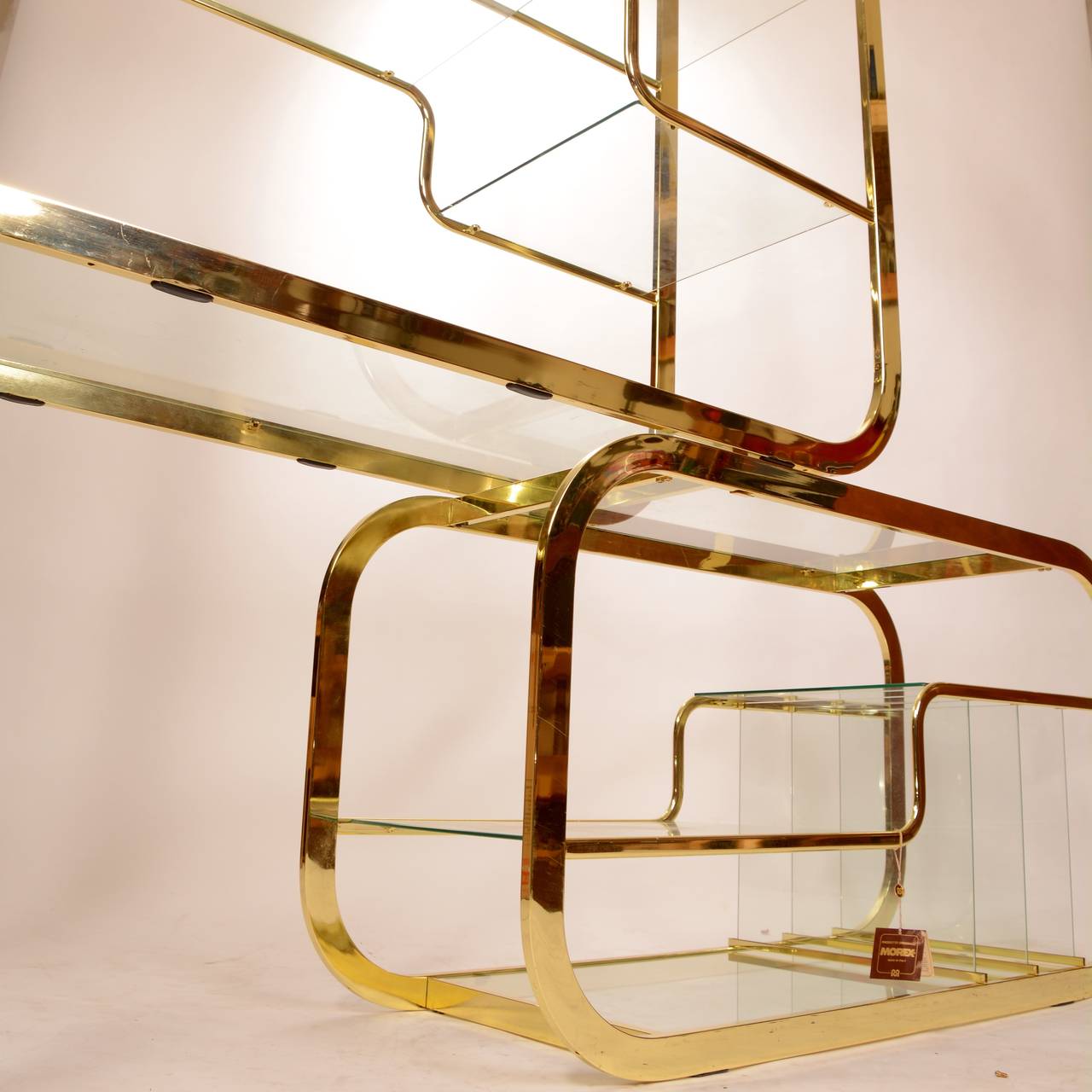 Italian Mid-Century Modern Brass and Glass Etagere by Milo Baughman for Morex of Italy