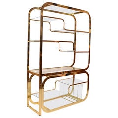 Brass and Glass Expandable Étagère in the Style of Milo Baughman –  Designers Collab.