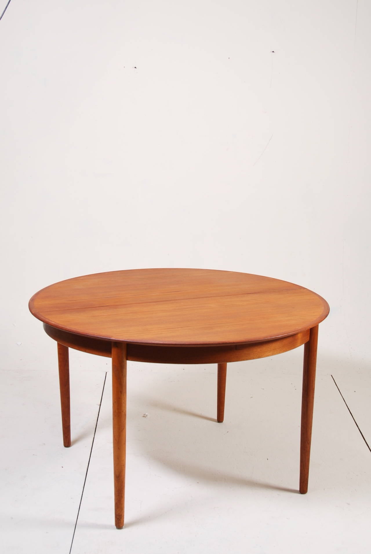 Round Danish Modern Teak Dining Table by Dyrlund 2