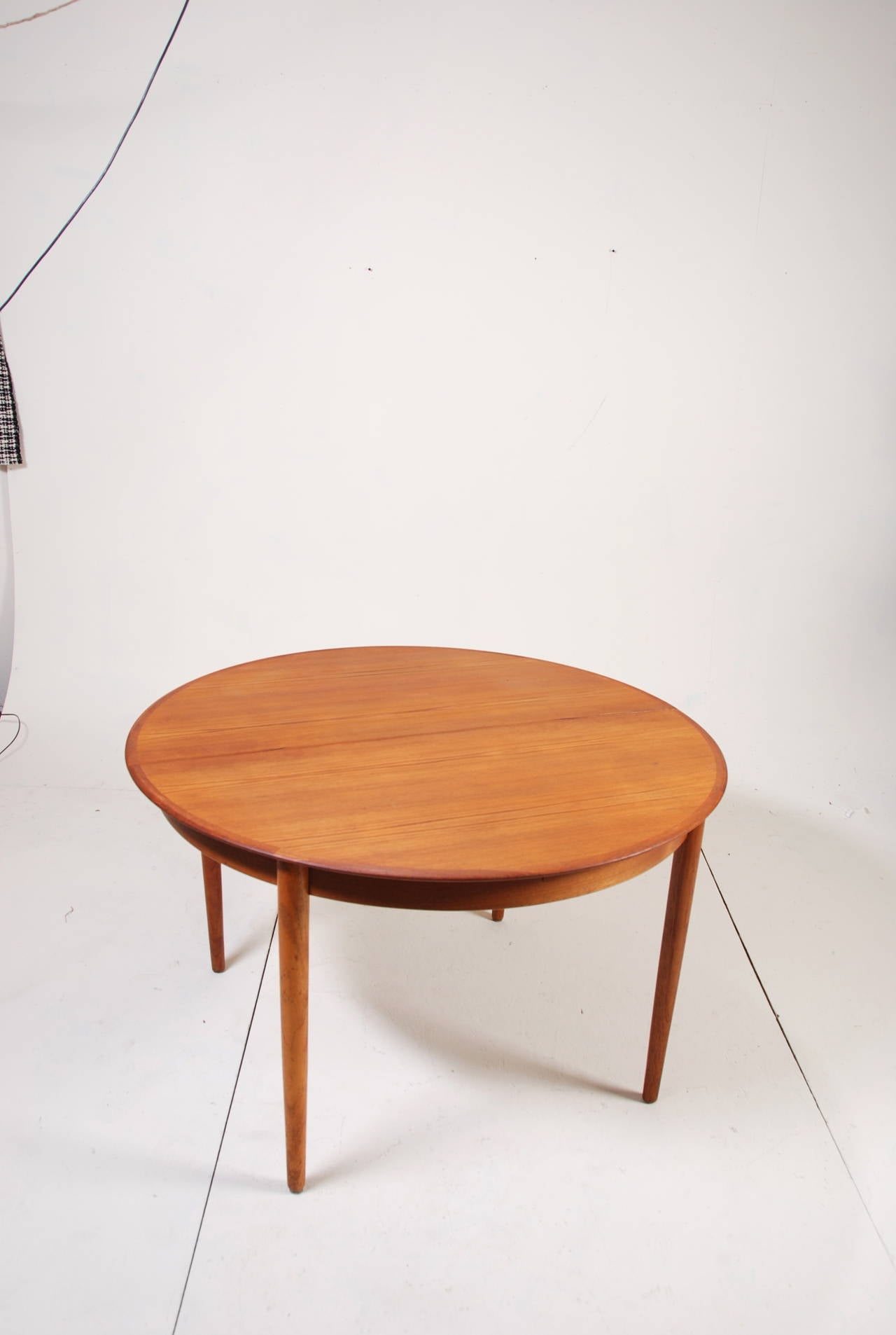 Round Danish Modern Teak Dining Table by Dyrlund 1