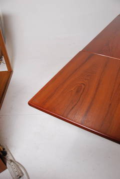 Early Danish Modern Draw Leaf Teak Dining Table