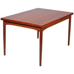 Early Danish Modern Draw Leaf Teak Dining Table