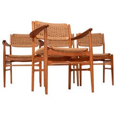 Four Dining Chairs in Teak and Oak by Torben Strandgaard