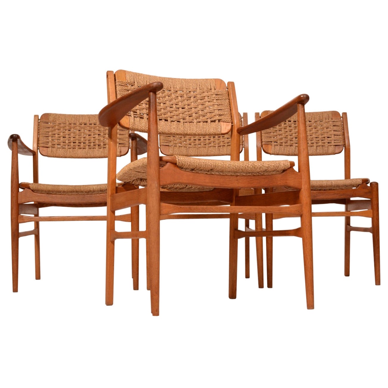Four Dining Chairs in Teak and Oak by Torben Strandgaard