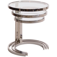 Used Set of 3 Nesting Stainless Steel and Glass Nesting Tables by Brueton