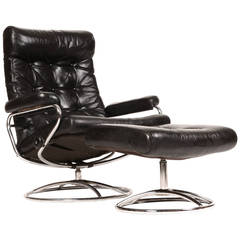 Vintage Reclining Stressless Lounge Chair and Ottoman by Ekornes