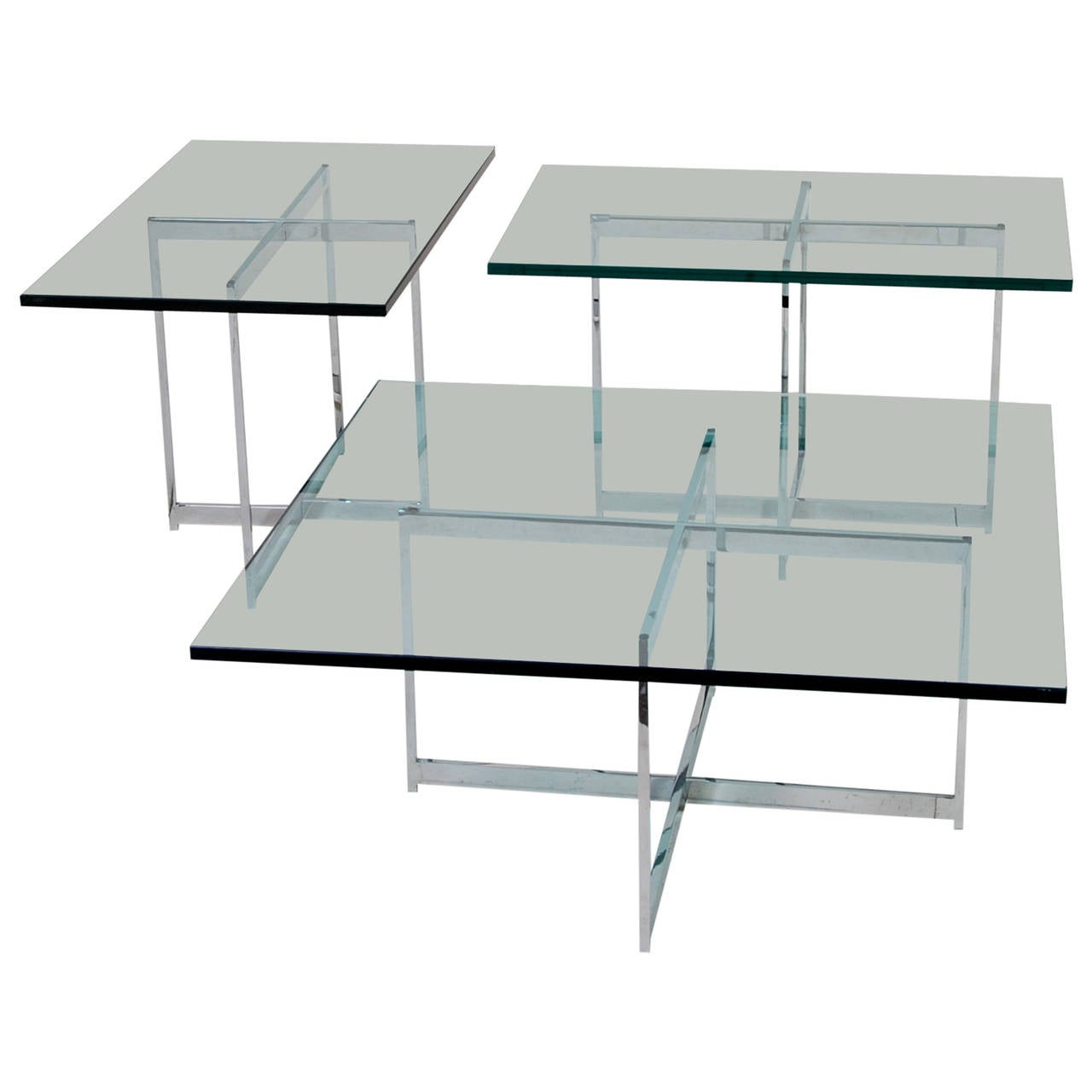 Mies Van Der Rohe Style Stainless Steel Glass Table Set For Sale - Mies Van Der Rohe Style Stainless Steel Glass Table Set mies van der rohe style stainless steel glass table set for sale - mies van der rohe style stainless steel glass table set