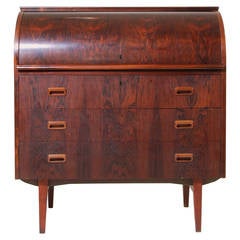 Signed Swedish Rosewood Roll Top Desk