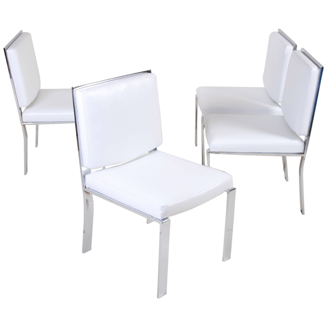 Milo Baughman Style Chrome and Vinyl Dining Chairs at 1stDibs